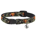 Buckle-Down Breakaway Cat Collar with Bell, Superman Shield Camo Olive, 8 to 12-inches Neck Size x 0.5-inch Width