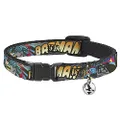 Buckle-Down Breakaway Cat Collar with Bell, Batman Dark Knight, 8 to 12-inches Neck Size x 0.5-inch Width