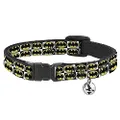 Buckle-Down Breakaway Cat Collar with Bell, Batman Shield Checkers, 8 to 12-inches Neck Size x 0.5-inch Width