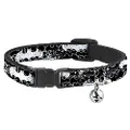 Buckle-Down Breakaway Cat Collar with Bell, Batman Outlines Black White, 8 to 12-inches Neck Size x 0.5-inch Width