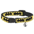 Cat Collar Breakaway Bat Signal 5 Black Yellow Black 8 to 12 Inches 0.5 Inch Wide