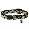 Buckle-Down Breakaway Cat Collar with Bell, Wile E Coyote Expressions Black, 8 to 12-inches Neck Size x 0.5-inch Width