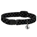 Buckle-Down Breakaway Cat Collar with Bell, Checker Weathered2 Black Gray, 8 to 12-inches Neck Size x 0.5-inch Width
