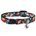 Buckle-Down Breakaway Cat Collar with Bell, Looney Tunes 3 B Boy Stance Character Poses Stacked, 8 to 12-inches Neck Size x 0.5-inch Width