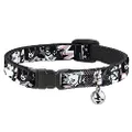 Buckle-Down BAC-WSG005-NM Black/Pink/White Breakaway Cat Collar, 1/2" Wide-Fits 8-12" Neck-Medium