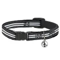 Cat Collar Breakaway Striped Black Gray White 8 to 12 Inches 0.5 Inch Wide