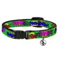 Cat Collar Breakaway Sound Effects Green Multi Color 8 to 12 Inches 0.5 Inch Wide