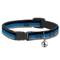 Cat Collar Breakaway Stripes Black Turquoise Gray 8 to 12 Inches 0.5 Inch Wide