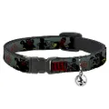Cat Collar Breakaway Zombie Killer Zombie March Green Red Black 8 to 12 Inches 0.5 Inch Wide