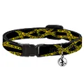 Cat Collar Breakaway Police Line Black Yellow 8 to 12 Inches 0.5 Inch Wide