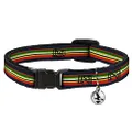 Cat Collar Breakaway Stripes Navy Red Yellow Black White Green 8 to 12 Inches 0.5 Inch Wide