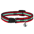 Cat Collar Breakaway Stripes Red Blue Green 8 to 12 Inches 0.5 Inch Wide