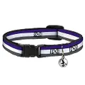 Cat Collar Breakaway Stripes Purple White Gray 8 to 12 Inches 0.5 Inch Wide