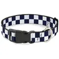 Cat Collar Breakaway Checker Midnight Blue White 8 to 12 Inches 0.5 Inch Wide