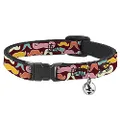 Cat Collar Breakaway Mustaches Brown Multi Pastel 8 to 12 Inches 0.5 Inch Wide