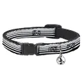 Cat Collar Breakaway Stripe Transition Black White 8 to 12 Inches 0.5 Inch Wide