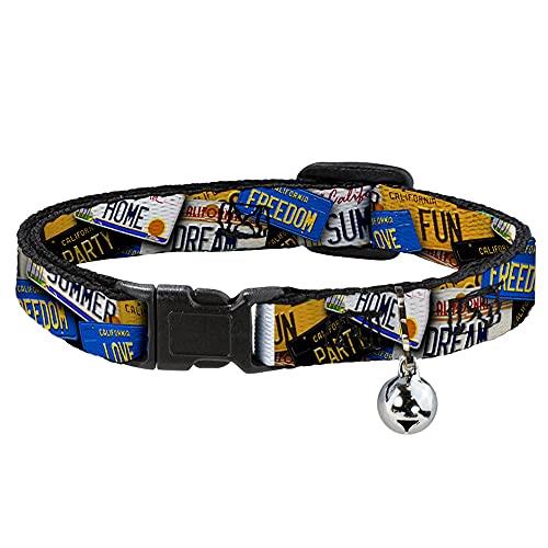 Cat Collar Breakaway Cali License Plates Stacked 8 to 12 Inches 0.5 Inch Wide