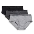 2(X)IST Men's Essential Cotton Fly Front Brief 3-Pack,Black/Grey/Charcoal Heather,32