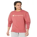 Champion Men's Sweatshirt, Powerblend, Fleece Midweight Crewneck Sweatshirt (Reg. Or Big & Tall), Redwood Red Script, Medium