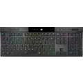 Corsair K100 AIR RGB Mechanical Gaming Keyboard - Ultra-Thin, Sub-1ms Slipstream Wireless, Low-Latency Bluetooth, Cherry MX Ultra Low Profile Keyswitches - UK Layout, QWERTY - Black