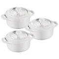 STAUB Ceramics Dutch Oven 3-Piece Mini Round Cocotte, White