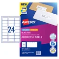 Avery Quick Peel™ A4 Labels for Laser & Inkjet Printers - Printable Packaging, Shipping & Address Labels - Mailing Stickers - White, 64 x 33.8 mm, 240 Labels / 10 Sheets (959418 / L7159)