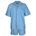 Lynx Men's Summer Weight Bonnie Blue Print Poly Cotton Short Sleeve Pyjama Set, Blue, 5X-Large