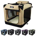 EliteField 3-Door Folding Soft Dog Crate, Indoor & Outdoor Pet Home, Multiple Sizes and Colors Available (30"L x 21"W x 24"H, Beige)