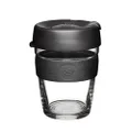 KeepCup Reusable Coffee Cup Splashproof Sipper - Brew Tempered Glass | 12oz/340ml - Black