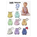 Butterick 3405 Infant's Dresses Top Romper Panties Hat and Headband - Size L