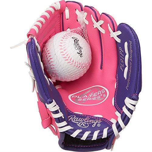RAWLINGS unisex adult 9" | Ages 3-5 Rawlings Players 9 P Inf PL91PP 12 0 Glove Right Hand Throw, Pink/Purple with Ball, inch US
