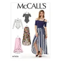 McCall's 7606 Misses' Off-The-Shoulder Bodysuits and Wrap Skirts with Side Tie, Size XS-S-M