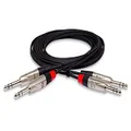 Hosa HSS-010X2 Pro Stereo Interconnect Dual Rean 1/4 Inch TRS to Same, 10 Feet, Black/Red