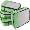 Amazon Basics 4 Piece Packing Travel Organizer Cubes Set - Medium, Green