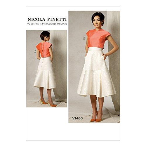 Vogue 1486 Misses' Sewing Pattern Crop Top and Flared Yoke Skirt, Size 6-8-10-12-14
