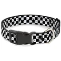 Buckle-Down Plastic Clip Dog Collar, Checker Weathered Black/White, 8 to 12 Inches Length x 0.5 Inch Wide