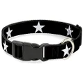 Buckle-Down Plastic Clip Dog Collar, Star Black/White, 9 to 15 Inches Length x 0.5 Inch Wide