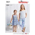 Simplicity S8621 Children's and Girl's Sewing Pattern Dress Top Pants and Camisole - Size 7-8-10-12-14