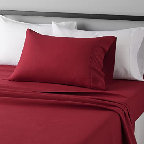 Amazon Basics Lightweight Super Soft Easy Care Microfiber Bed Sheet Set with 36-cm Deep Pockets - Twin, Burgundy