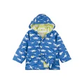 Hatley Boys' Color Changing Button-up Printed Rain Jacket, Dinosaur Menagerie, 4 Years