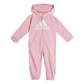 adidas Girls Infant and Baby Boys' Long Sleeve Hooded Coverall, Light Pink, 24 Months US