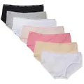 Calvin Klein Little Girls' Kids Modern Cotton Hipster Underwear, Multipack, 4 Pack - Nude, Grey, Black, White, Pink Medium