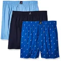 NAUTICA Men's Cotton Woven 3 Pack Boxer Shorts, Peacoat/Dellarobbia/Sails-sea Cobalt, Small US