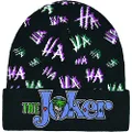 Concept One Dc Comics The Joker Beanie Hat, Knitted Cuffed Winter Skull Cap, Black, One Size