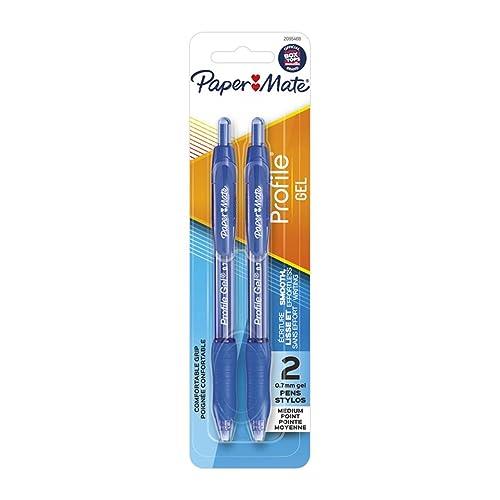 Paper Mate Profile Gel Pen, 0.7 mm, Blue, 2-Pieces (Box of 6)