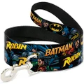 Buckle-Down Dog Leash, Batman and Robin in Action Text Black/Multicolour, 4 Feet Length x 1.0 Inch Wide
