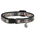 Cat Collar Breakaway Pin Up Girl Poses Stripe Black White 8 to 12 Inches 0.5 Inch Wide