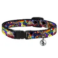 Cat Collar Breakaway Pets Snacks Rainbow Collage 8 to 12 Inches 0.5 Inch Wide