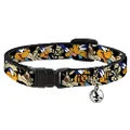 Cat Collar Breakaway Road Runner Wile E Coyote Expressions Stacked Black 8 to 12 Inches 0.5 Inch Wide