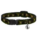 Cat Collar Breakaway Star Camo Olive Gold 8 to 12 Inches 0.5 Inch Wide